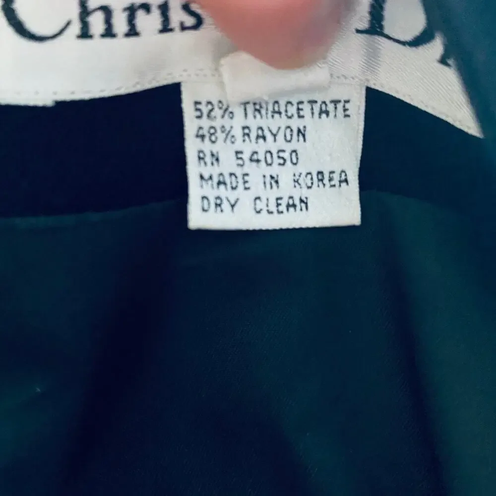 Vintage Christian Dior black collarless blazer